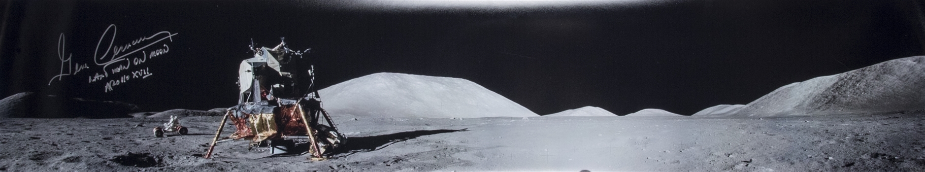 Gene Cernan Autographed 8 x 40 Panoramic Moon Photograph (Beckett)